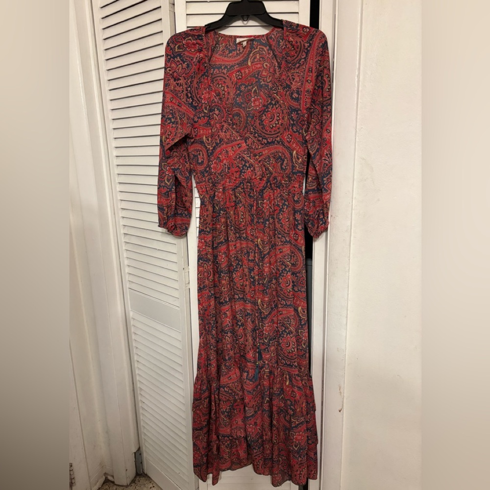 Anthropologie Boemo Maxi Prairie Dress LP long sleeve bohemian dress
